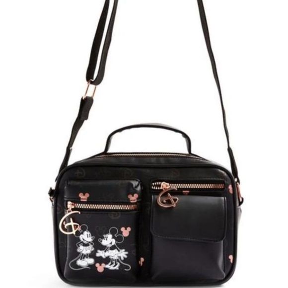 Disney Womens Black Disney Mickey & Minnie Mouse 2 In 1 Crossbody Bag One Size - Picture 2 of 14